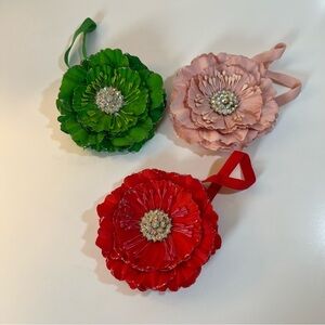 Tieks Flowers Box Topper (3) Rhinestone Glitter Set in Red, Green, & Pink 0062